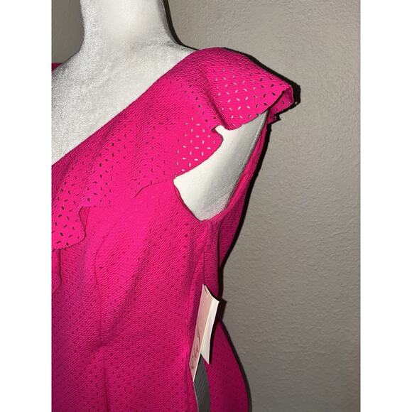 Eliza J Nordstrom Fuchsia Dress 10 Fit Flare New Perforated Lined - Picture 7 of 14